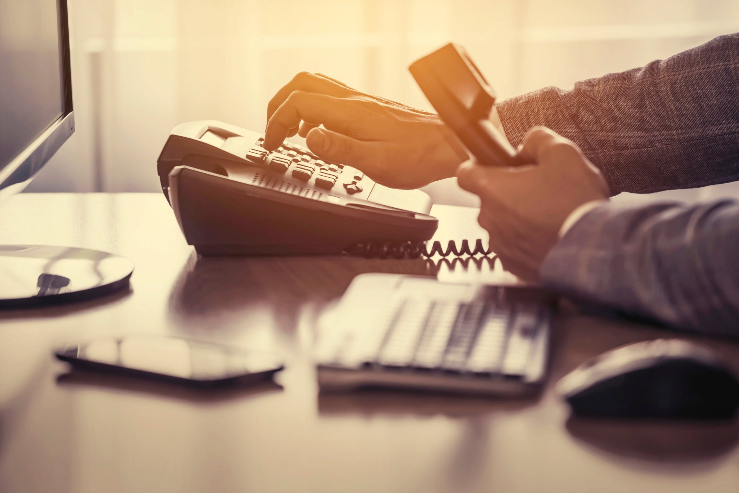 businessman using office phone