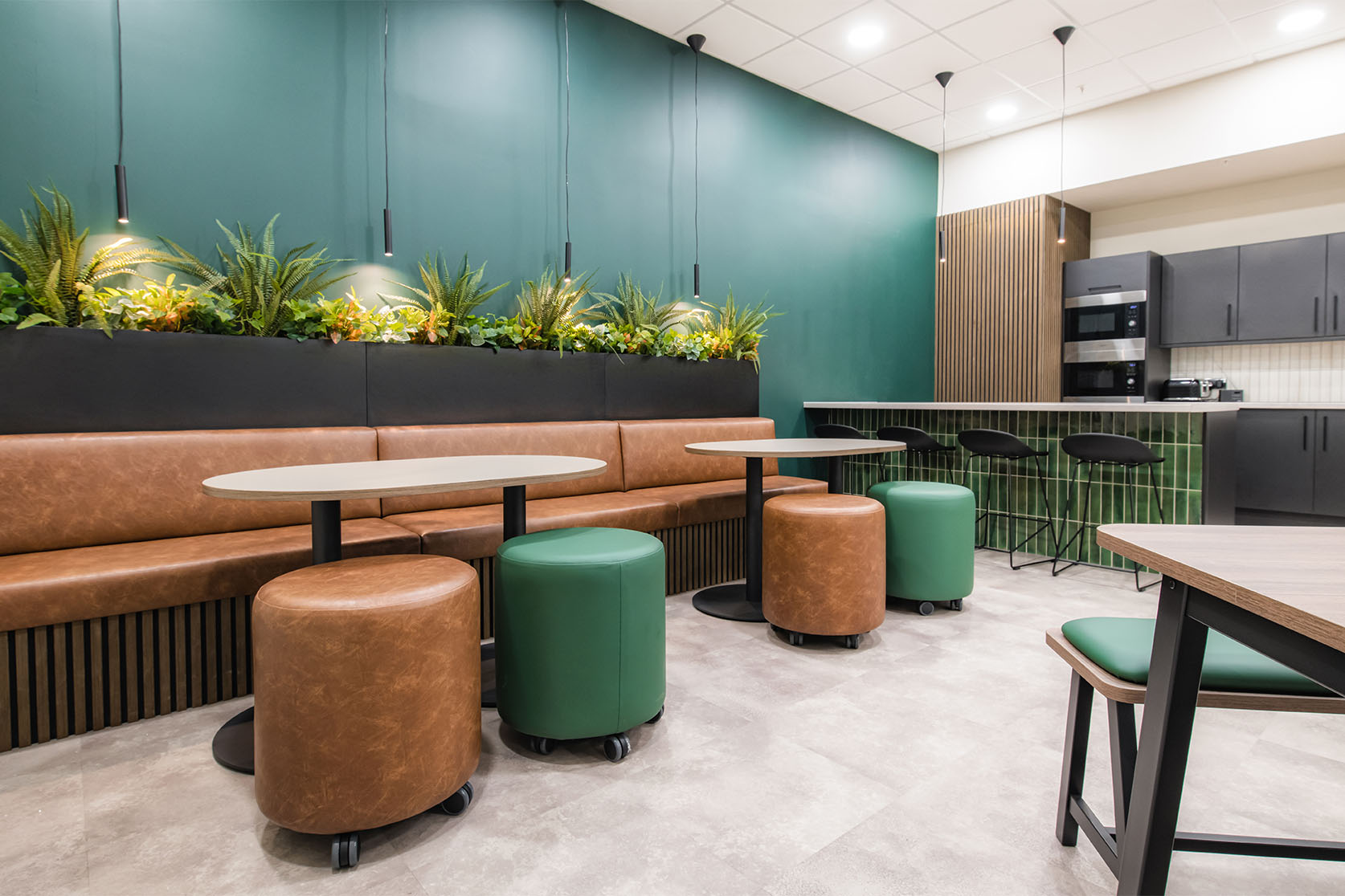 Building Interiors Green & Brown